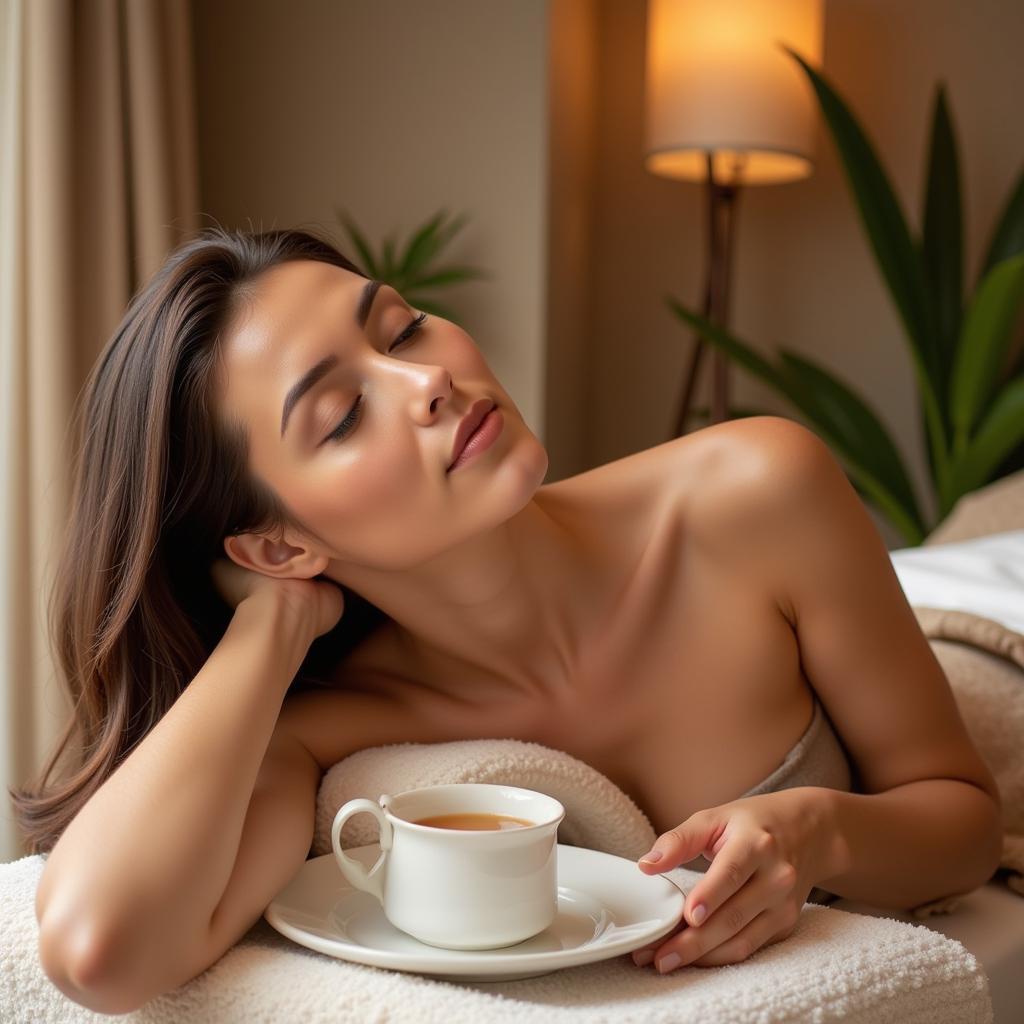 Woman relaxing at the spa