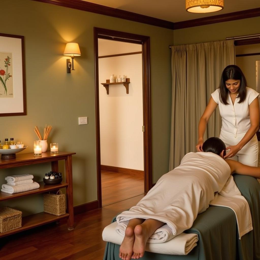 Ayurvedic Treatment Room at Ayur Green Resort and Spa Munnar