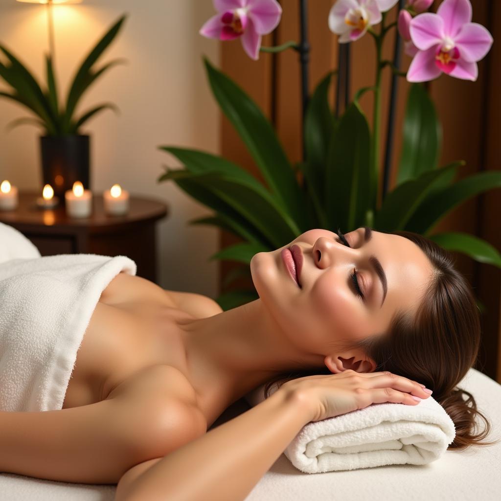 Woman relaxing in a serene spa environment at Majestic Thai Spa & Salon