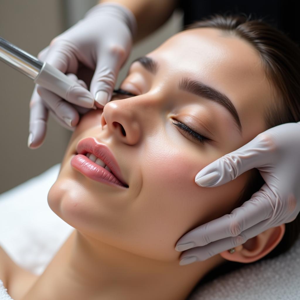 Close-up of a Parisian Spa Institute Facial Treatment