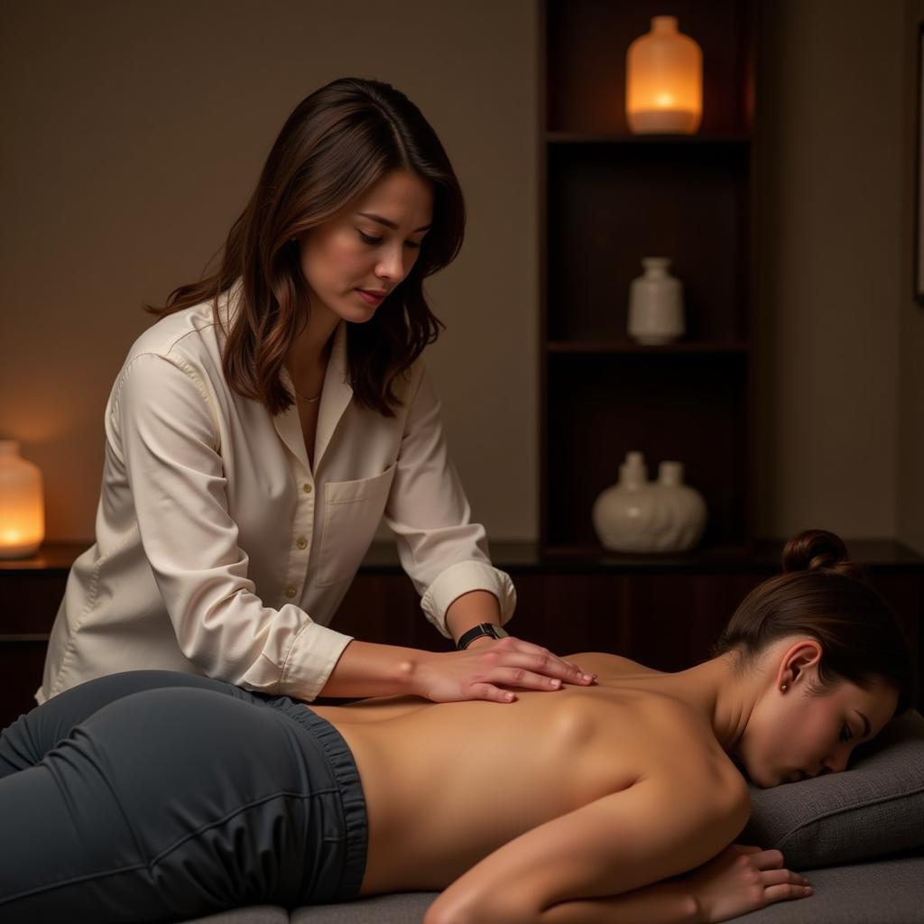 A therapist performing a specialized Korean massage