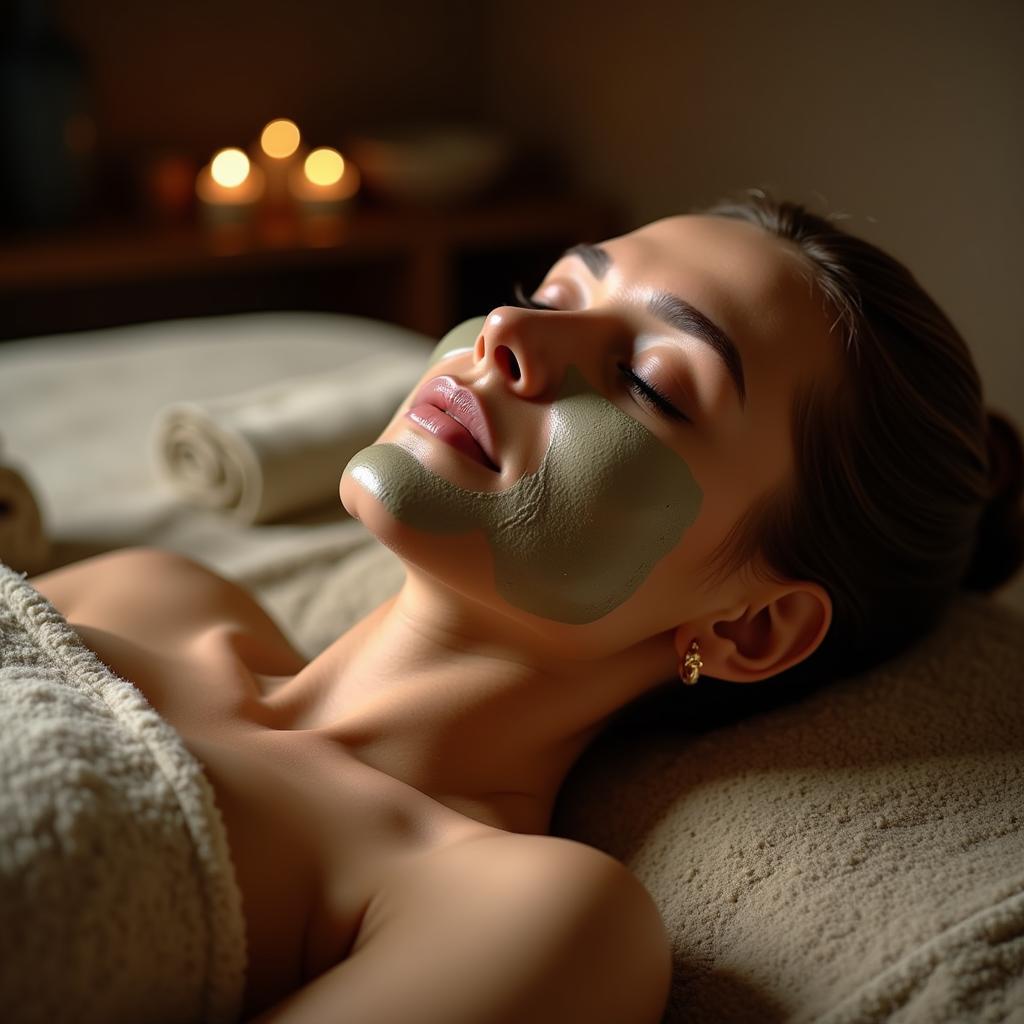 A woman enjoying a Dead Sea mud wrap treatment at the Marriott Spa