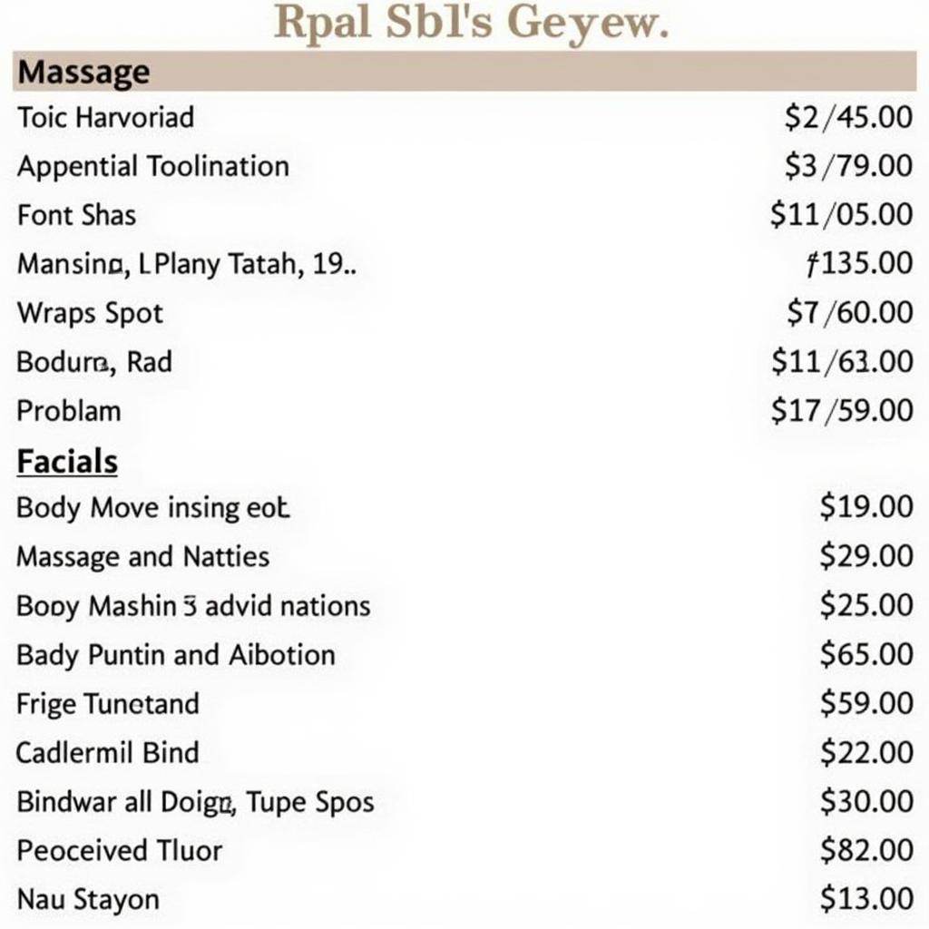 Lucknow Spa Price List