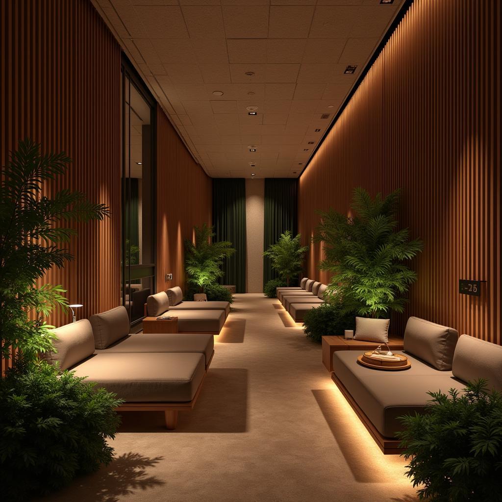 Relaxing atmosphere of a spa land with soft lighting and natural elements