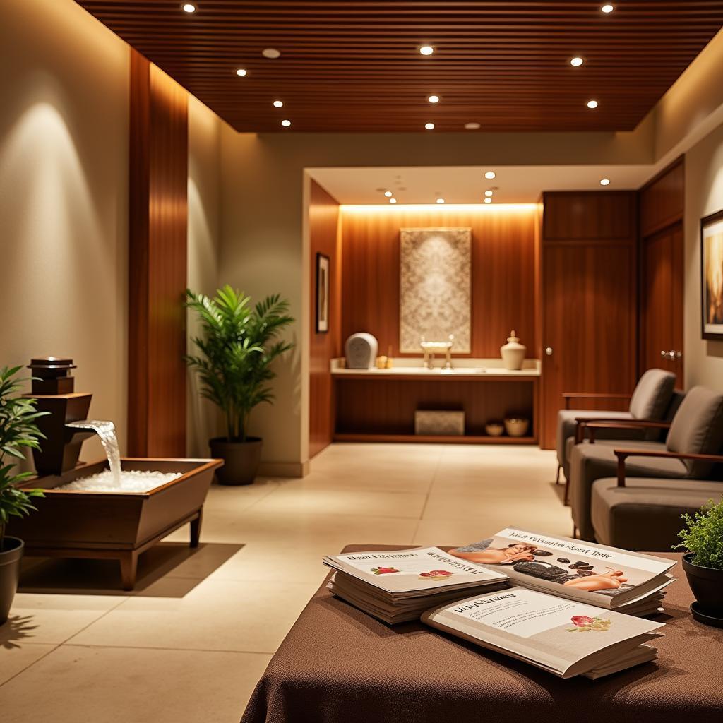 Serene spa environment with calming lighting and natural elements promoting wellness.