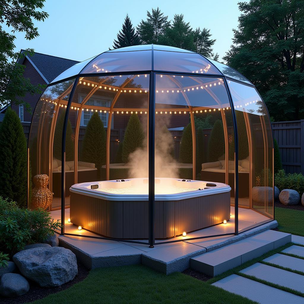 Outdoor spa jacuzzi enclosure for ultimate relaxation