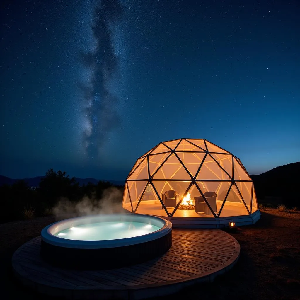 Abri Spa Dome with Hot Tub and Night Sky View