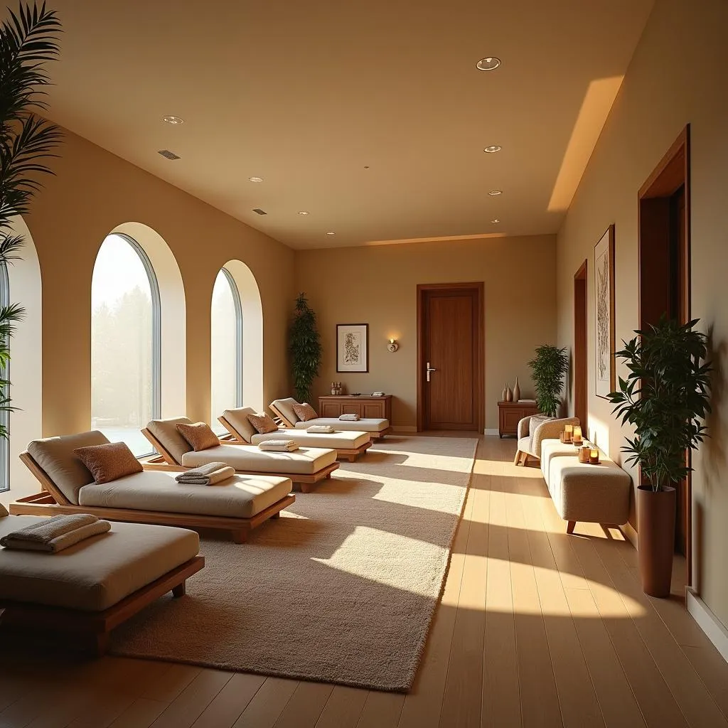 Peaceful spa relaxation area with comfortable lounge chairs