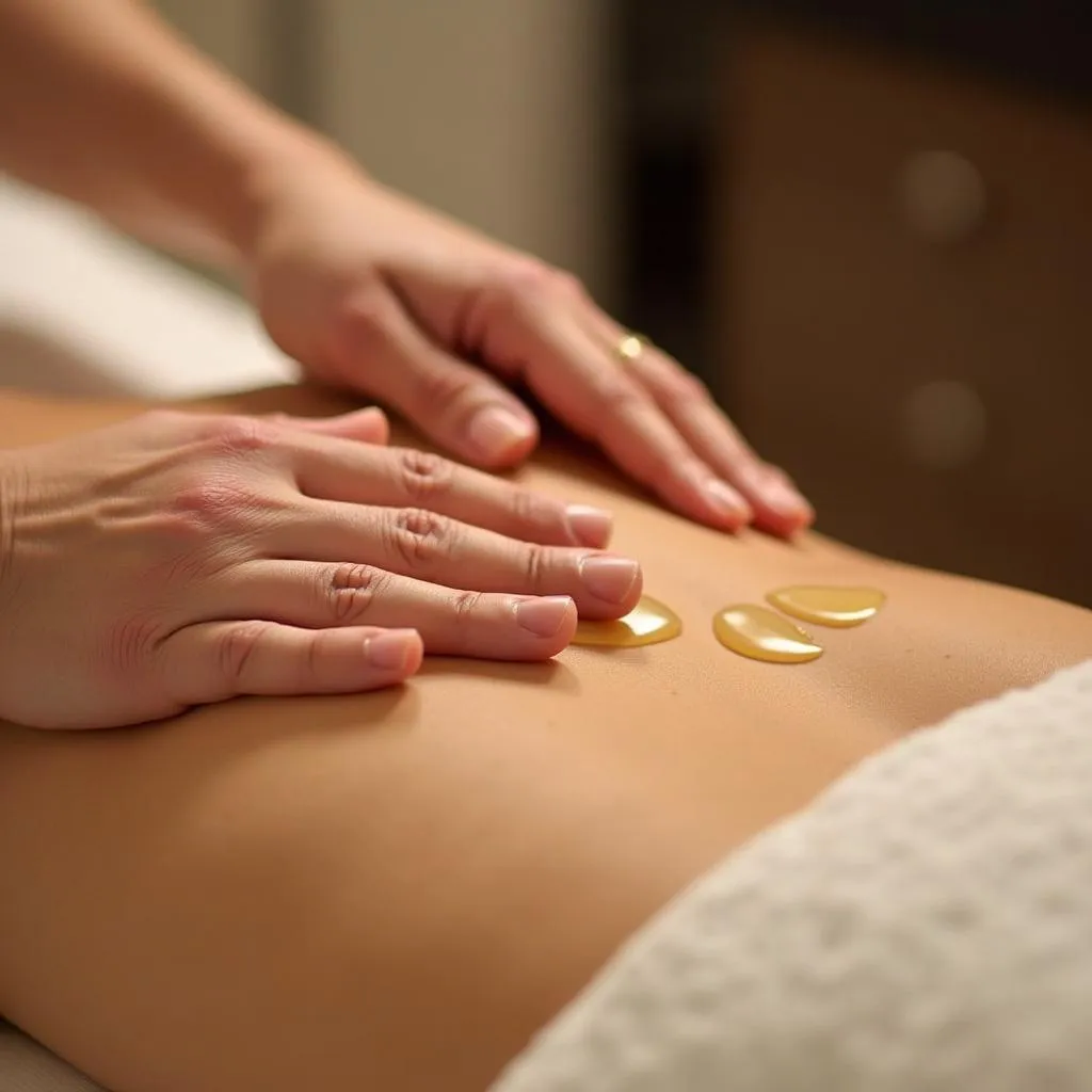 Close-up of hands performing massage therapy at Akasha Spa