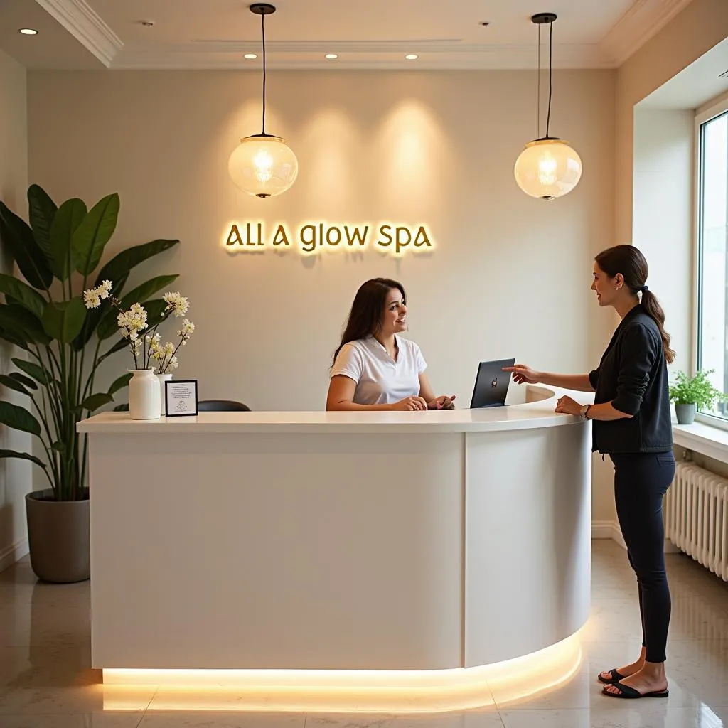 Welcoming Reception Area at All a Glow Spa Oshawa