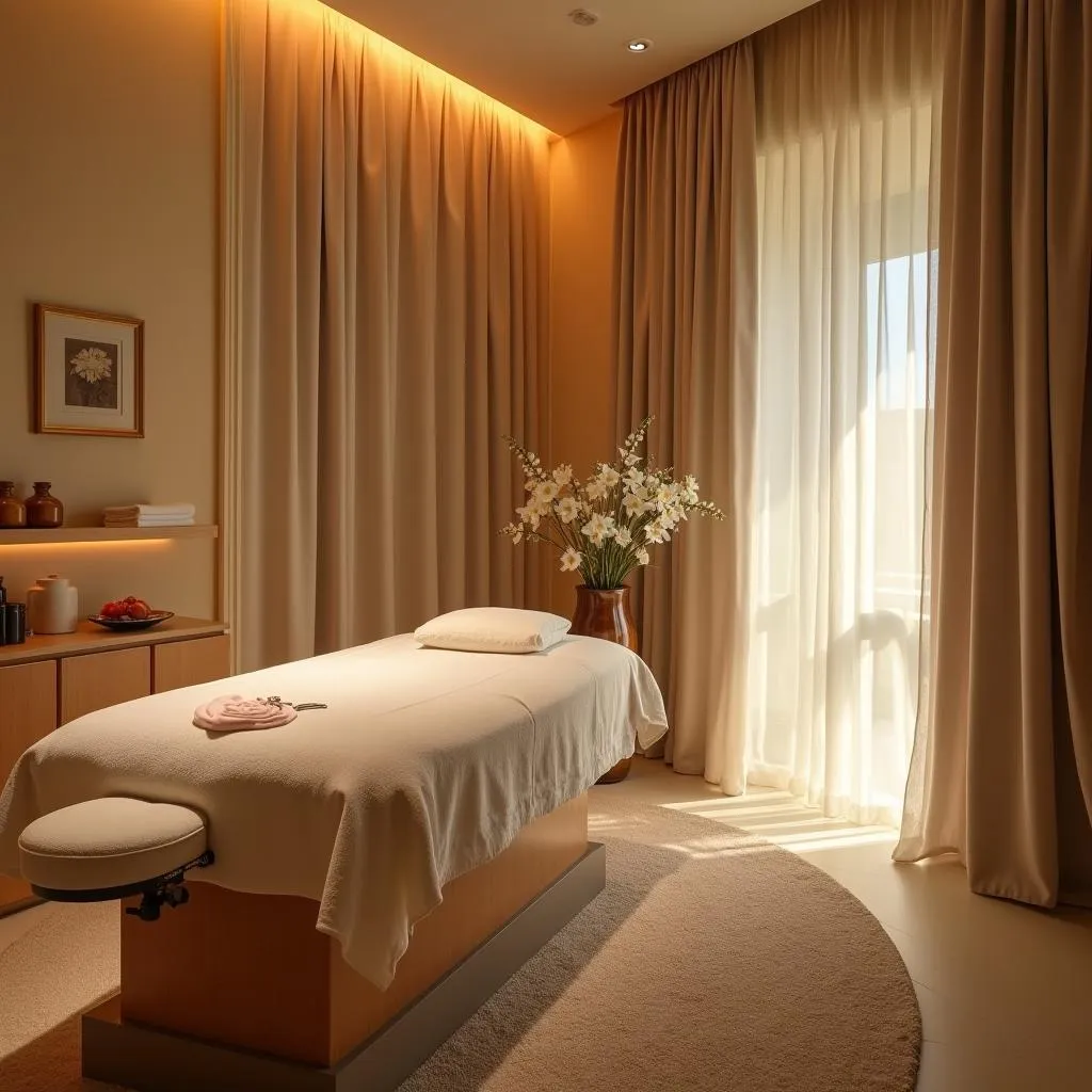 Spacious and inviting spa treatment room