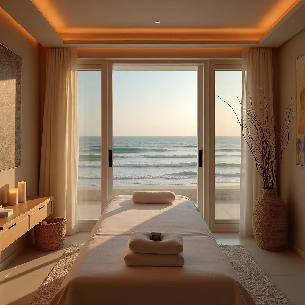 Serene spa treatment room with ocean view at Ana y Jose