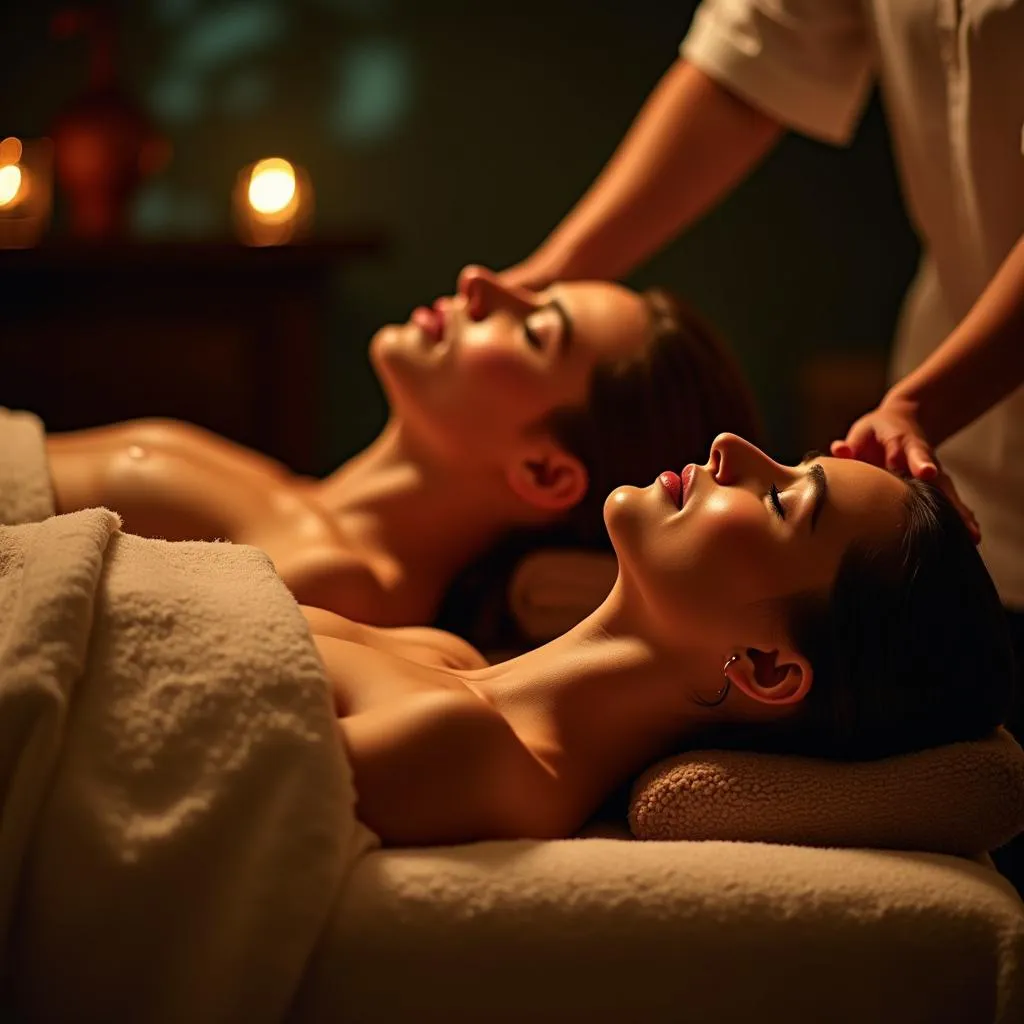 Couple Enjoying a Relaxing Massage at Aqua Salon