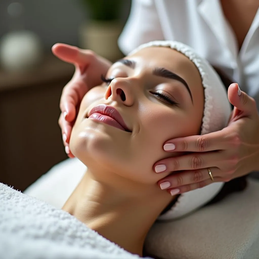 Close-up of Facial Treatment at Aqua Salon