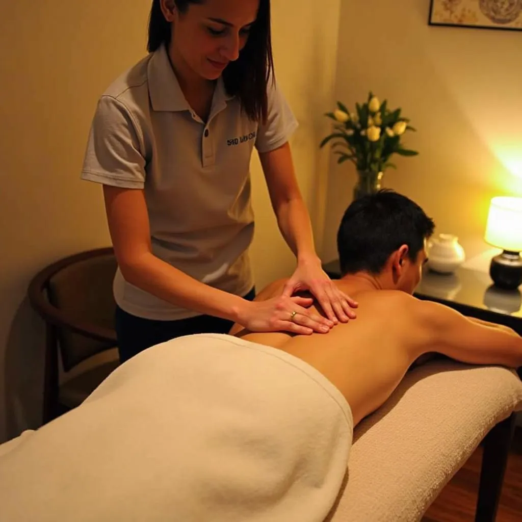 Skilled Therapist Performing Traditional Thai Massage at Aqua Thai Spa Ballygunge