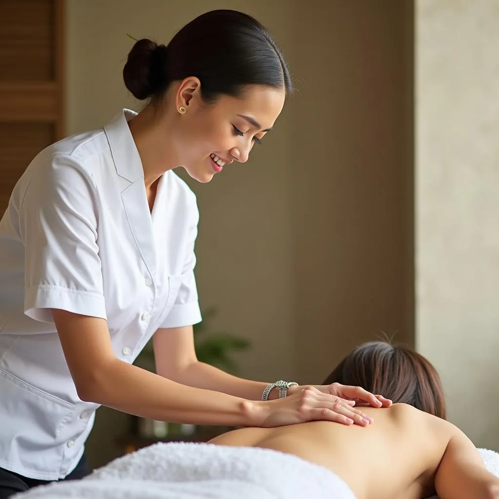 Skilled Therapist Performing a Massage at Araya Spa Phuket