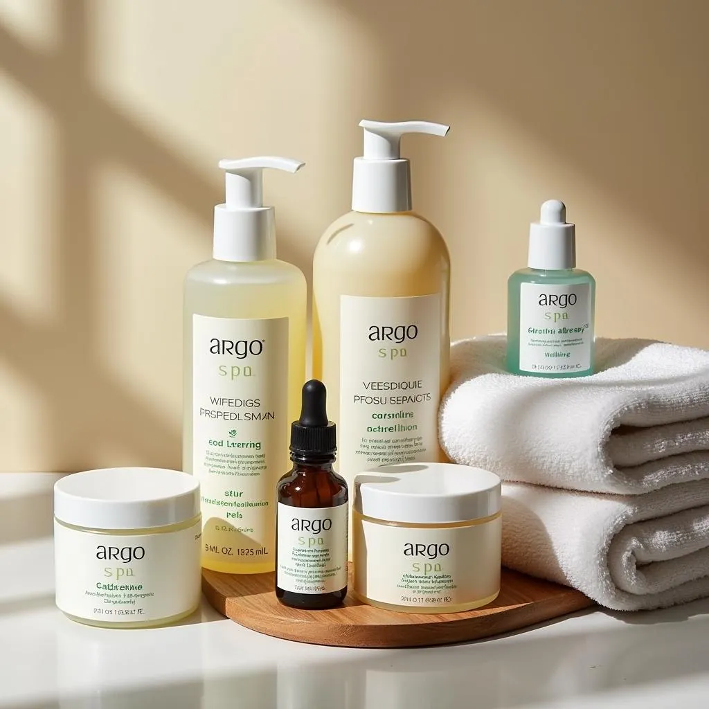 Display of premium Argo Spa products