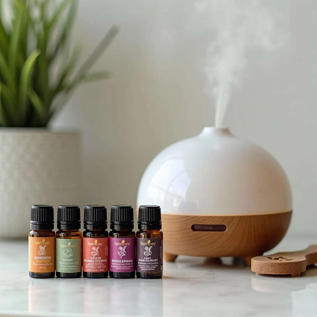 Aromatherapy essential oils and diffuser set