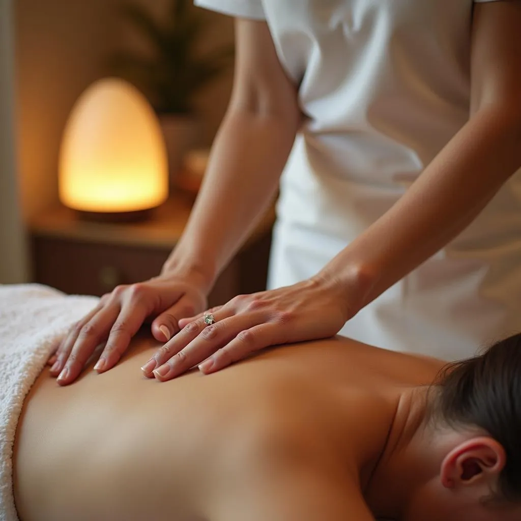 Close-up of aromatherapy massage at Carlo Colombo spa