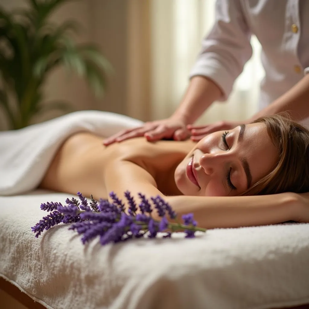 A therapist performing an aromatherapy massage using essential oils.