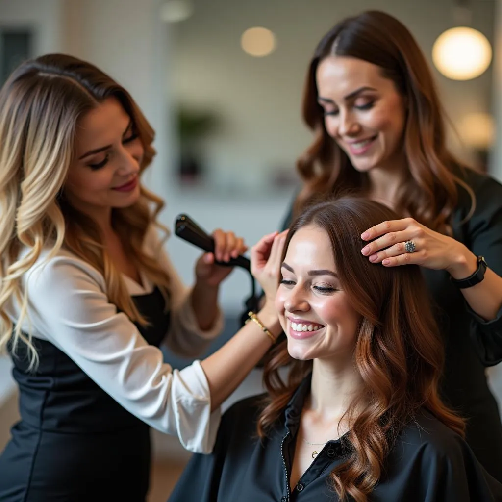 Professional hair stylist at work in Arrossa Salon