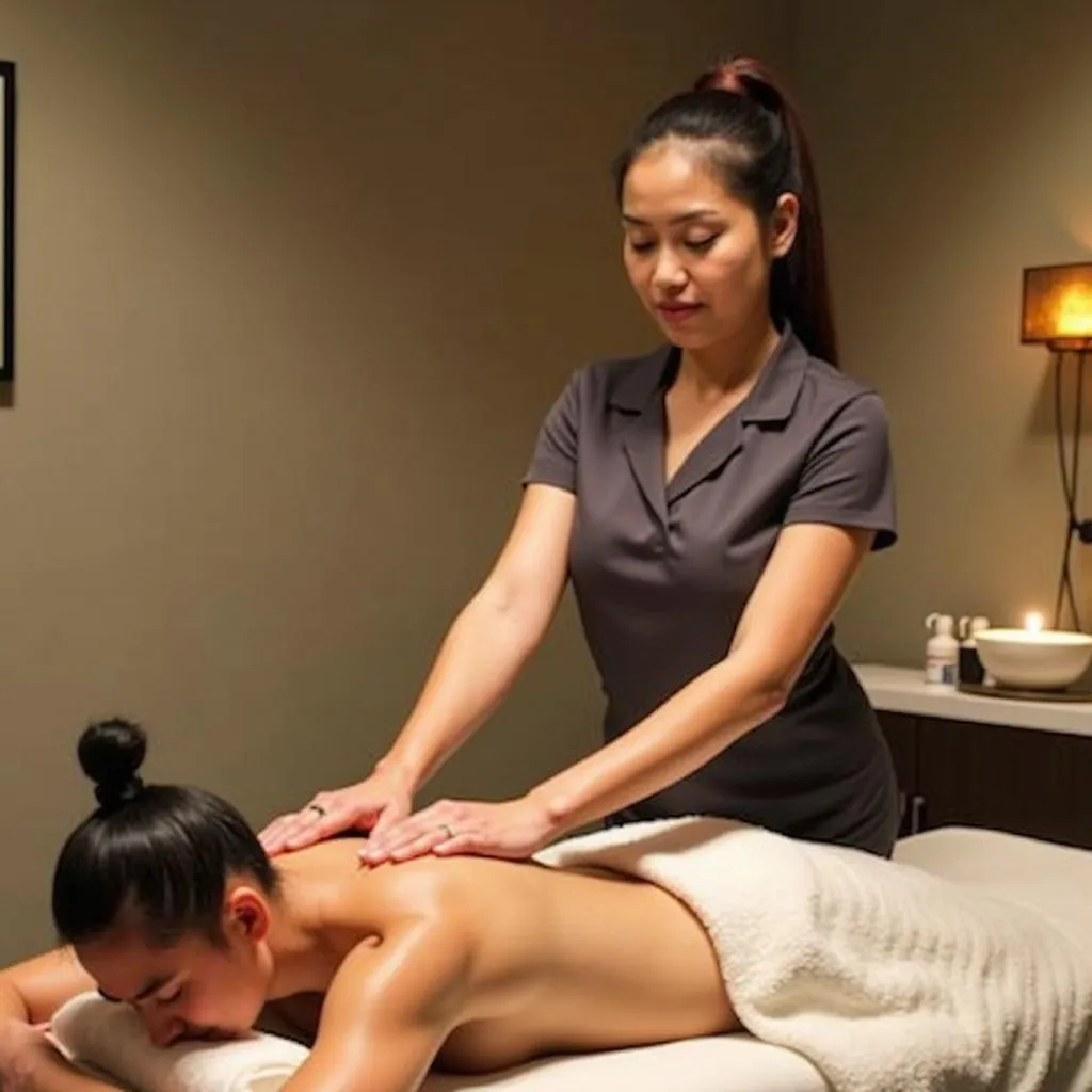 Skilled Therapist Performing Thai Massage