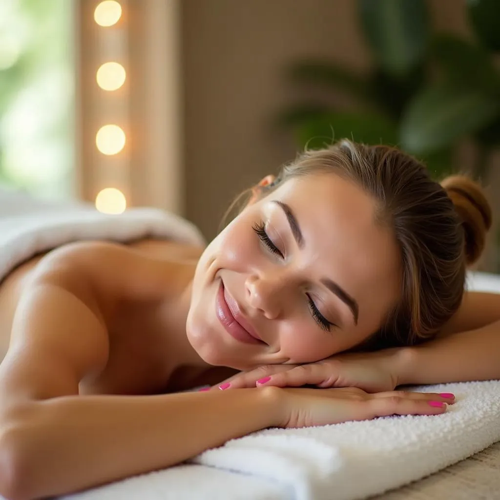 Woman experiencing a blissful massage and its benefits