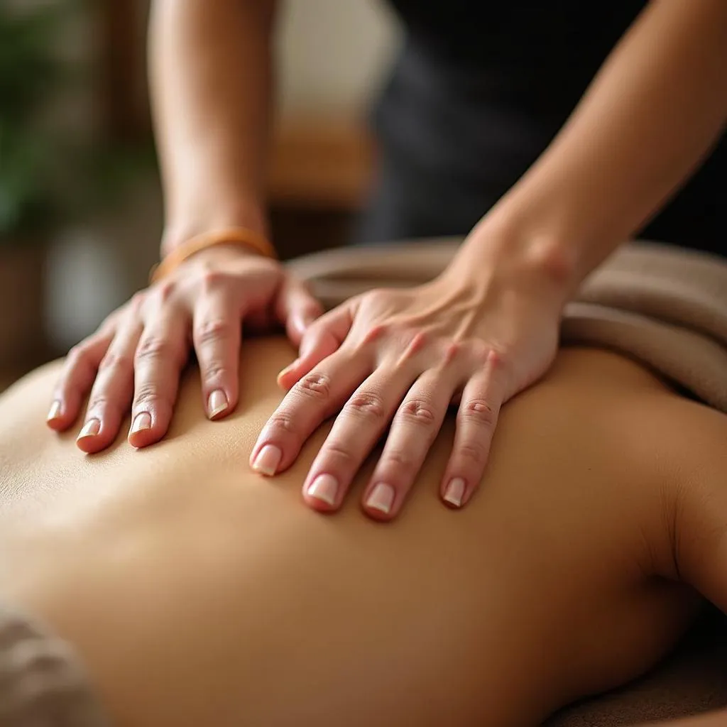 Close-up of Ayurvedic massage techniques