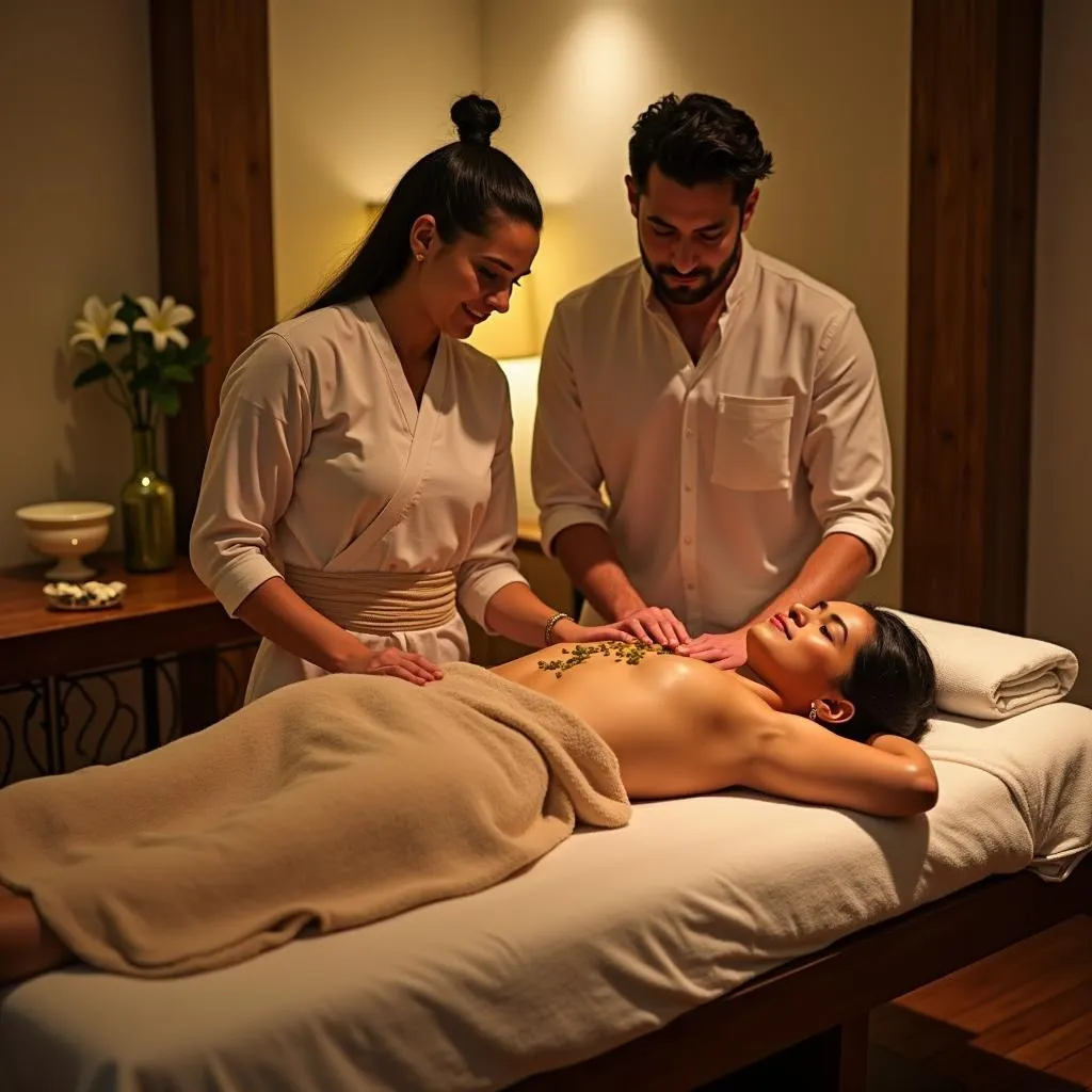 Ayurvedic massage treatment at a spa in Mathura