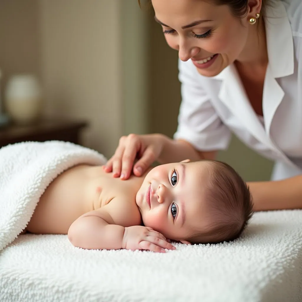 Sydney Baby Spa: Therapist Gently Massaging an Infant