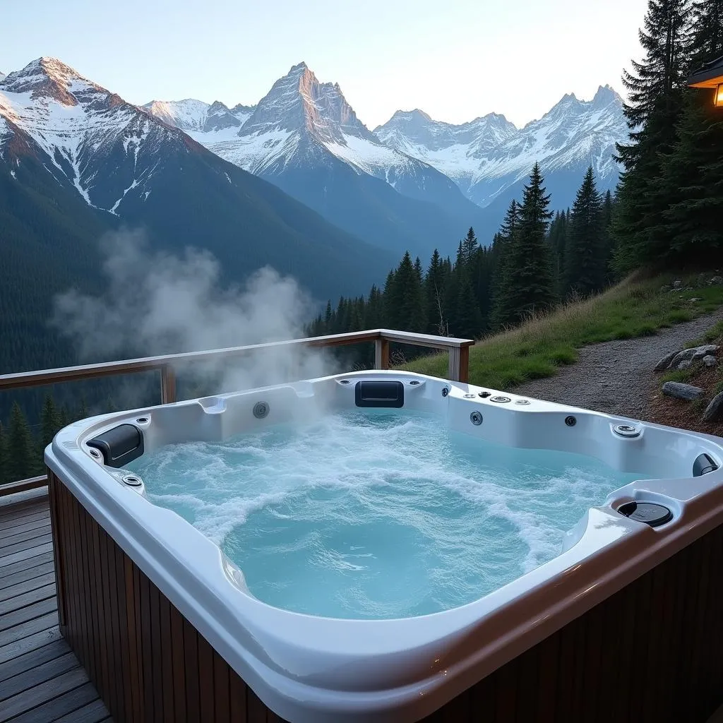 Outdoor Hot Tub Overlooking BC Mountains