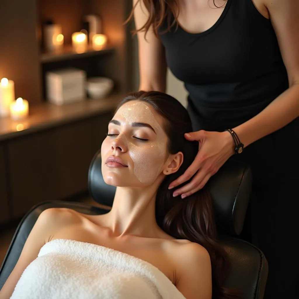 Woman getting a hair spa treatment at a Chennai spa