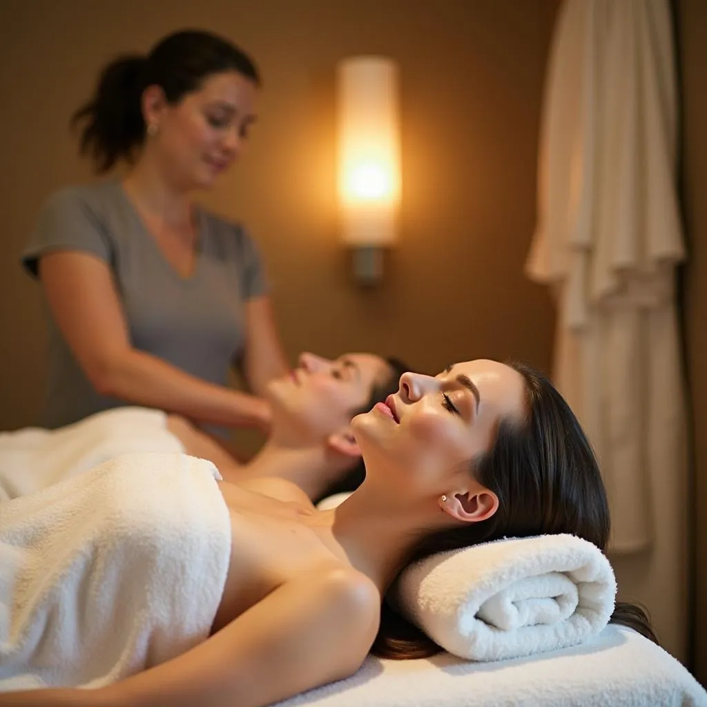 Couple Relaxing During a Spa Treatment