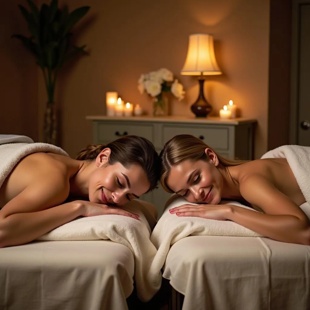 Couple enjoying a relaxing massage at a Frisco spa