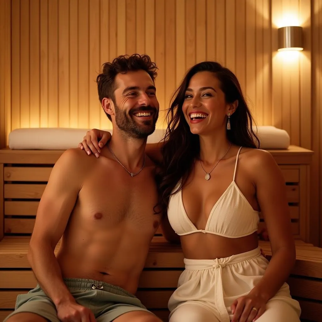 Couple Relaxing in Sauna at City Spa