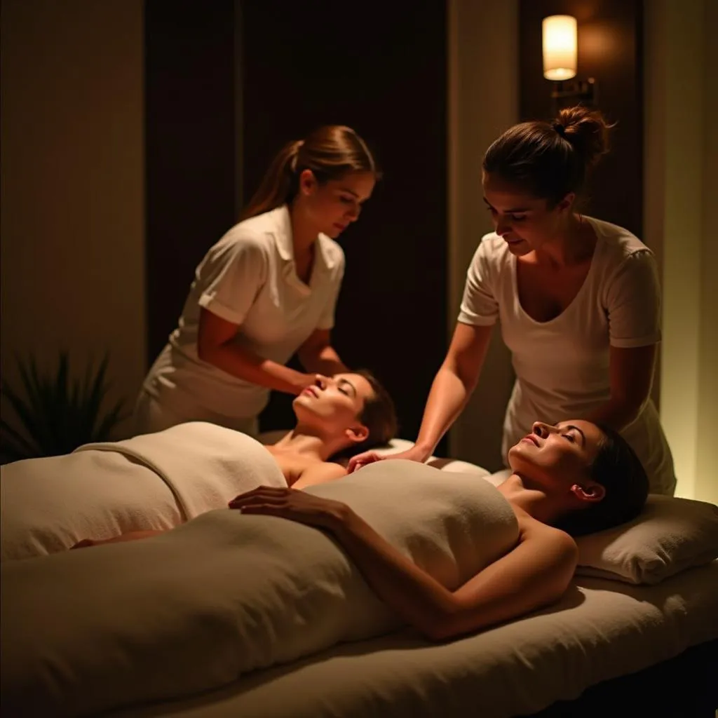 Couple enjoying a relaxing massage in a Bangalore spa