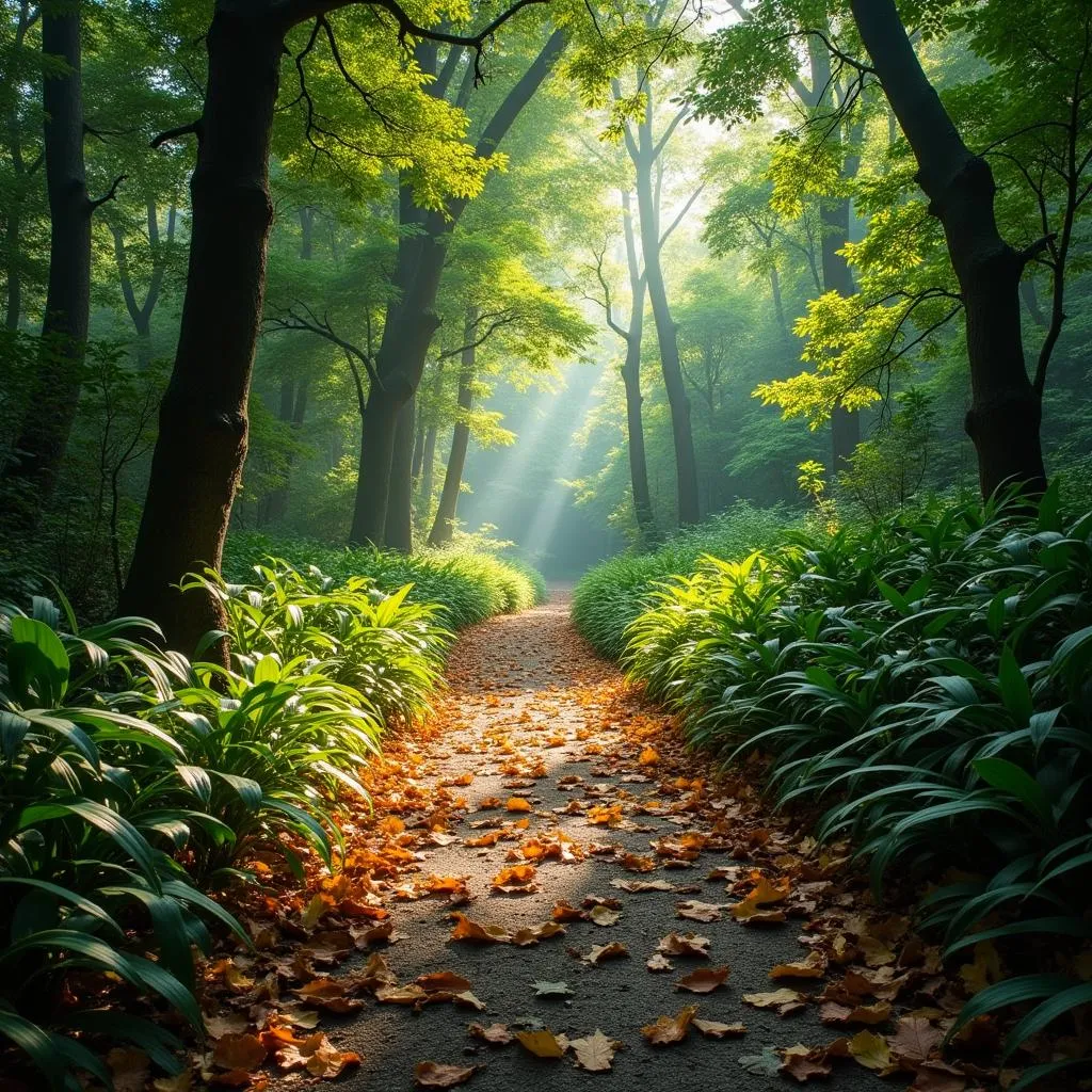 Scenic hiking trail through lush rainforest in Dandenong Ranges National Park