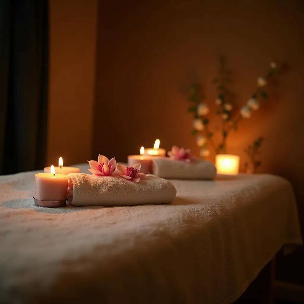 Serene ambiance of a massage room at Delmon Hotel Spa