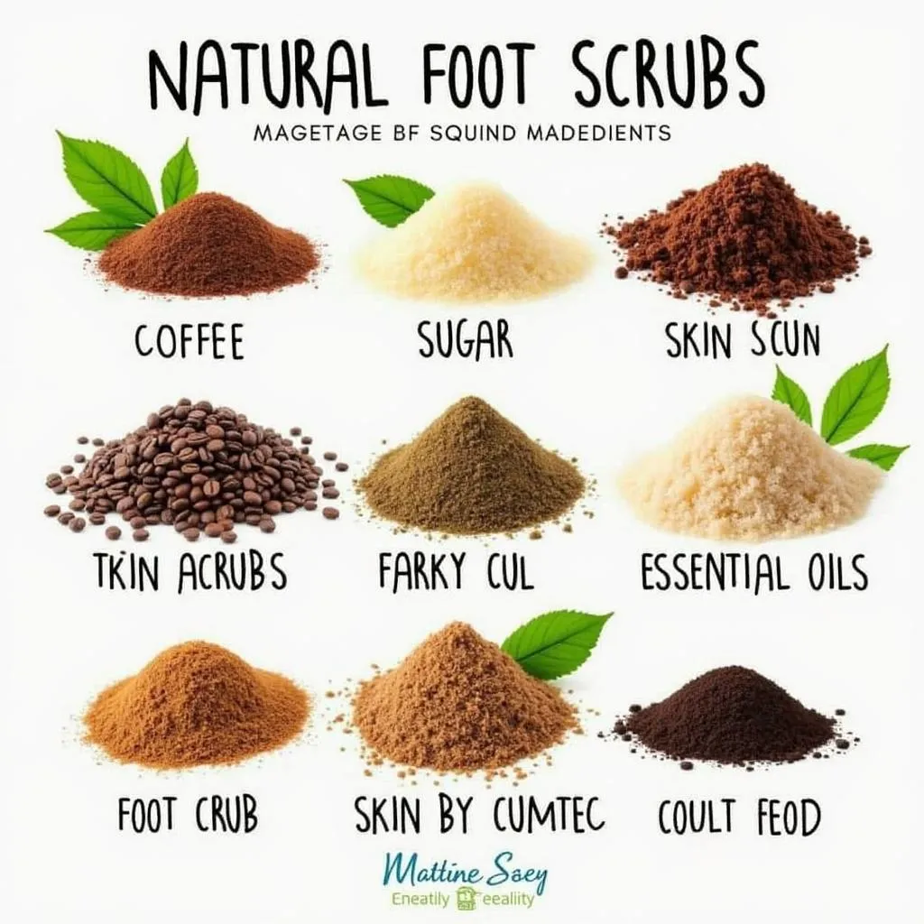 Variety of natural foot scrubs