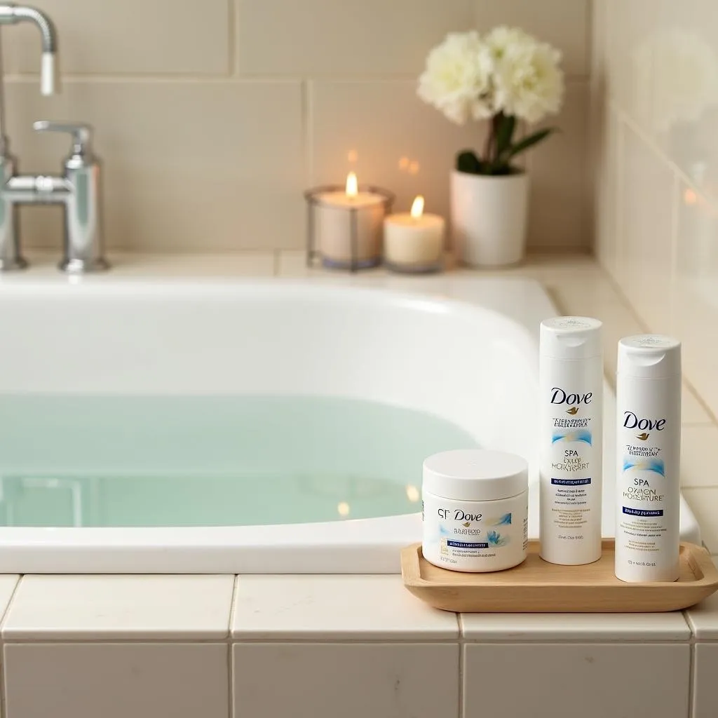 Dove Derma Spa Oxygen Moisture Products in a Bathroom