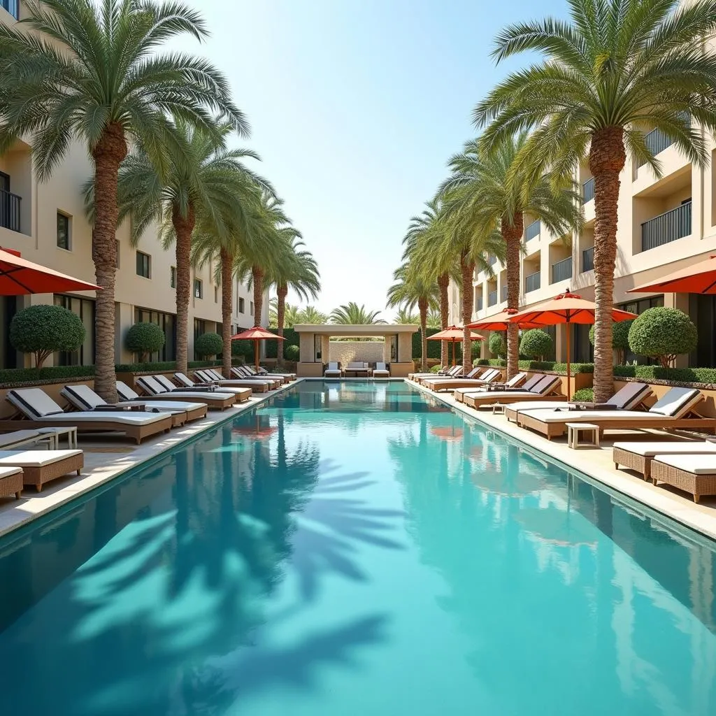 Relaxing by the Outdoor Pool at a Dubai Resort