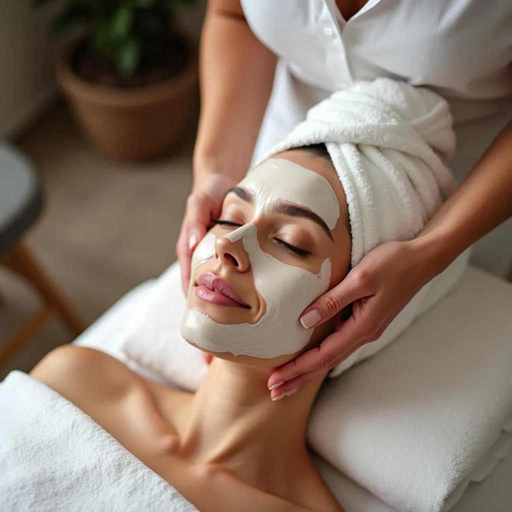 Facial Treatment in Progress at Day Spa