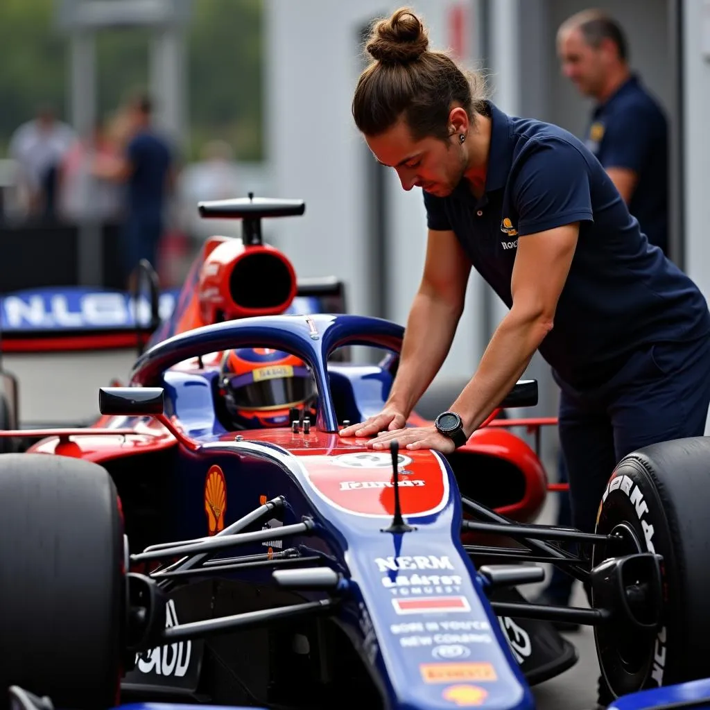 Formula 1 driver receiving a sports massage