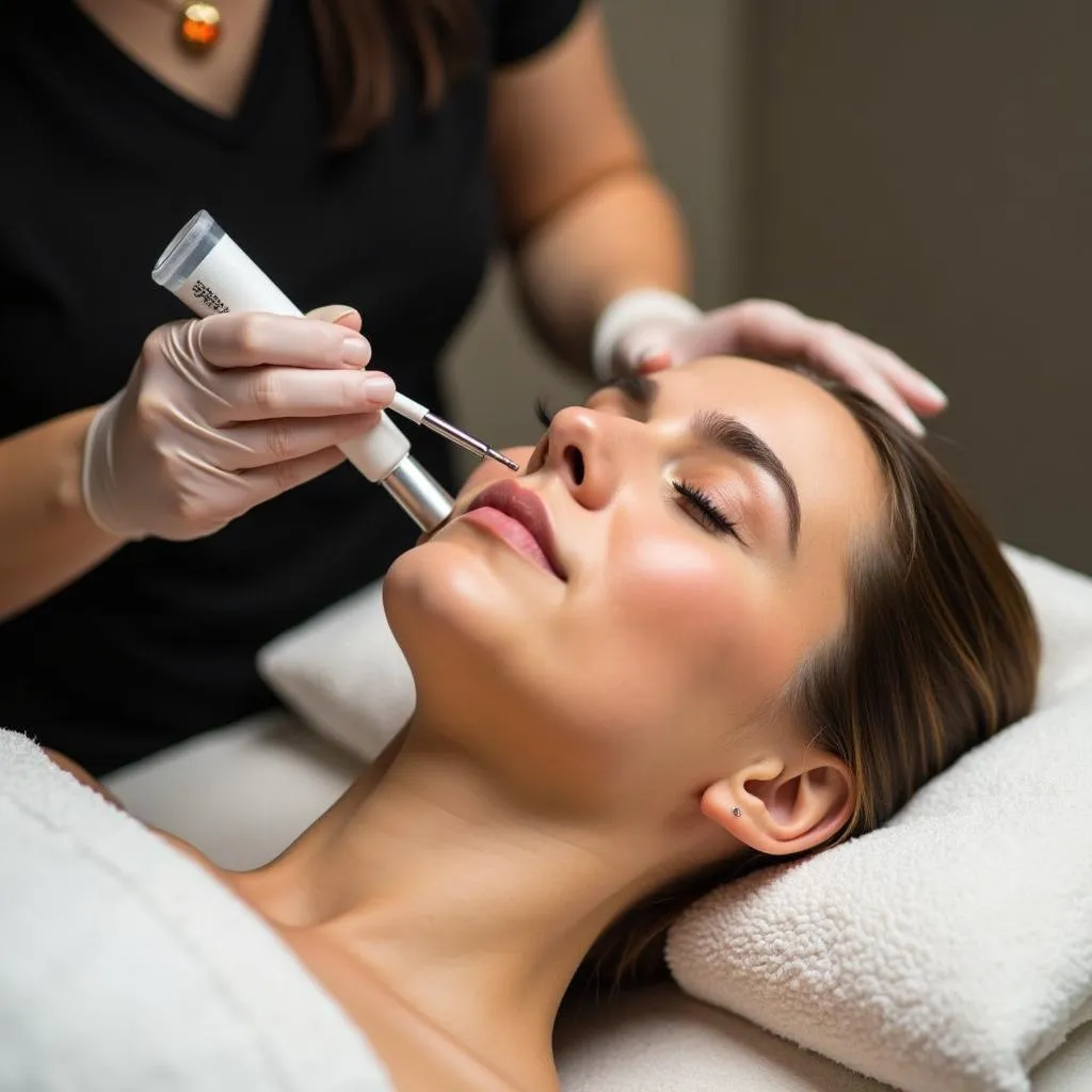 Aesthetician providing a facial treatment at a spa in Frisco