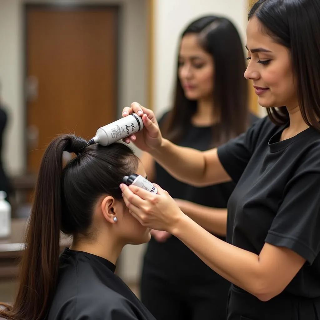 Hair spa treatment in progress at a Guwahati salon