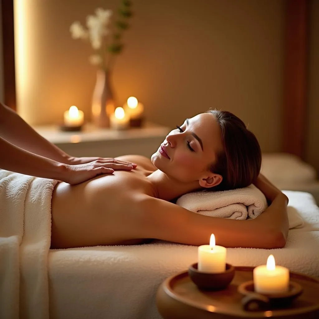 Woman receiving a massage at a spa in Liguria