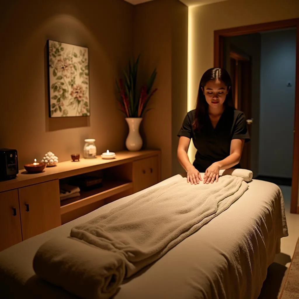 Tranquil massage room at Iscon Mall Surat Spa