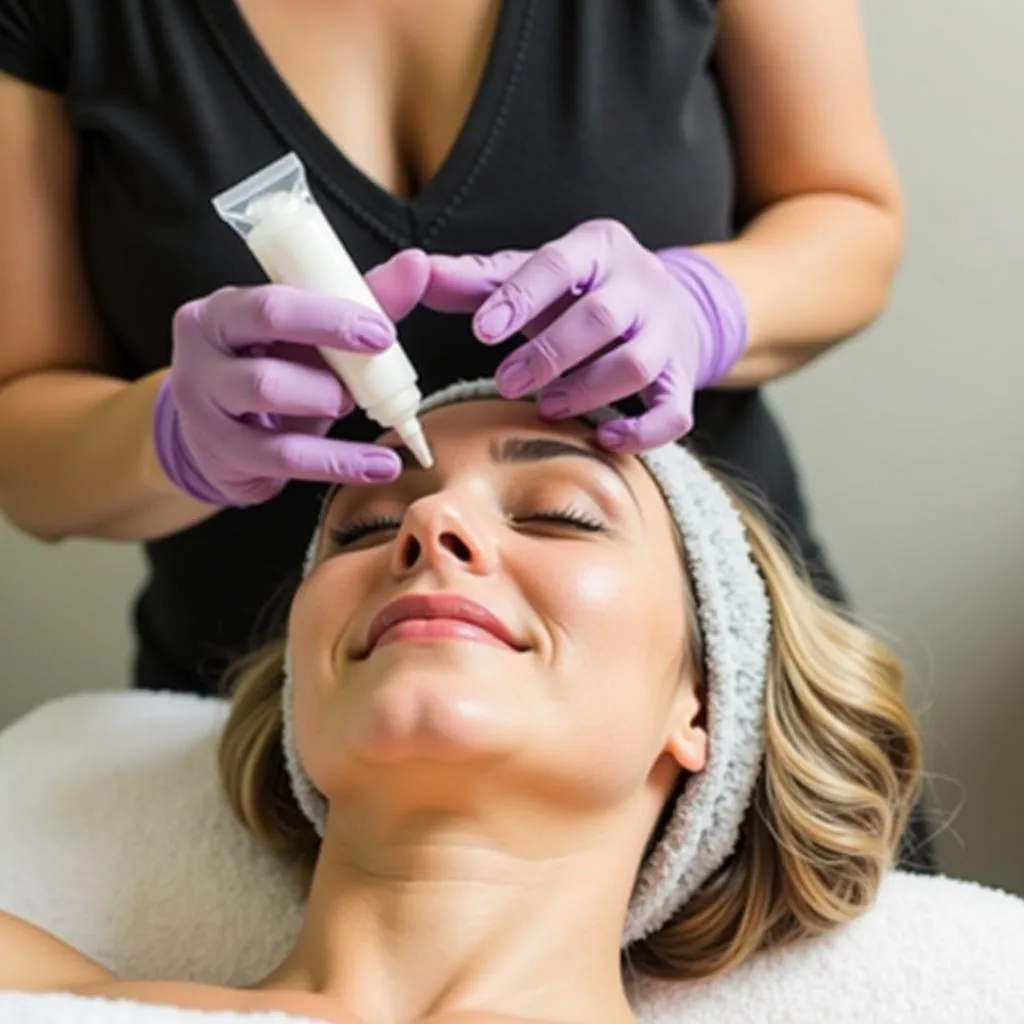 A skilled esthetician performing a facial treatment at La Paradise Spa