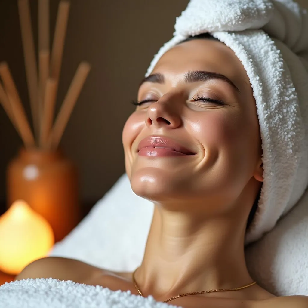 Woman relaxing at a spa