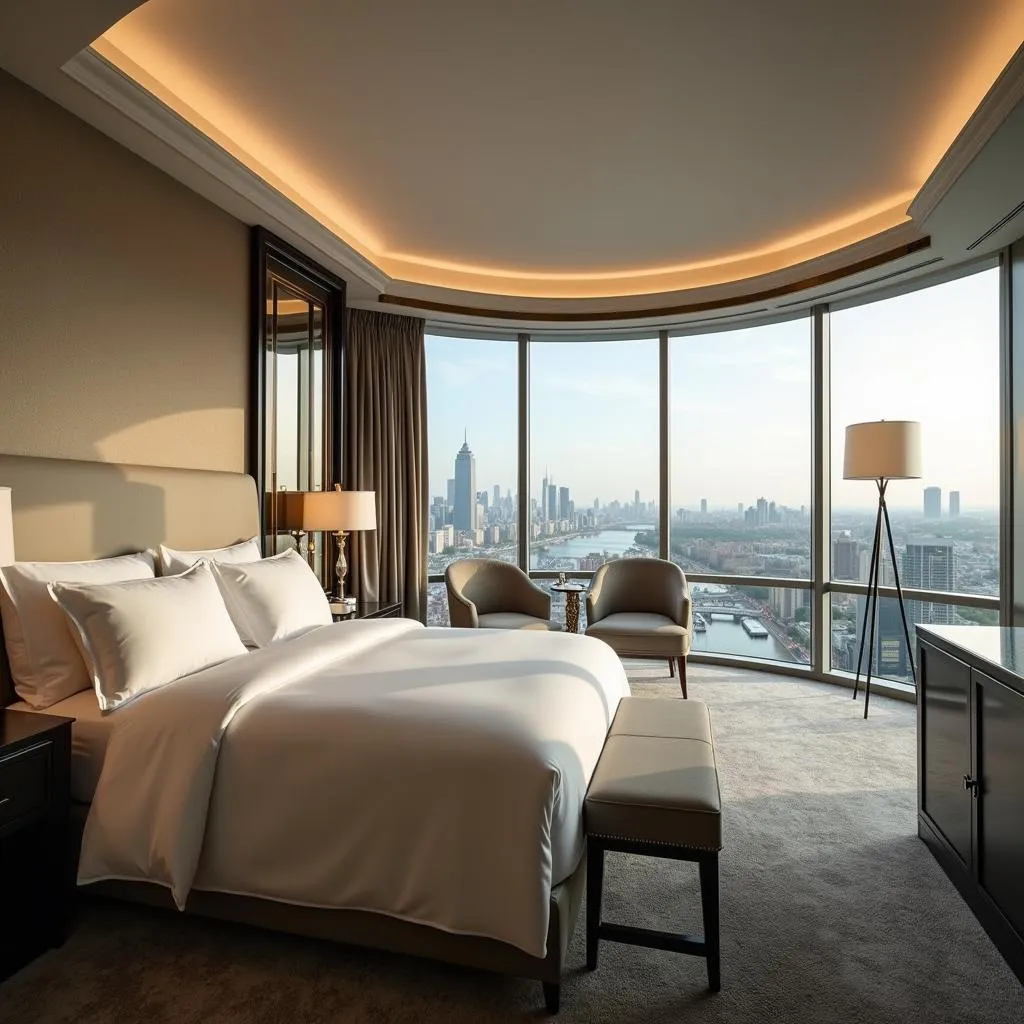 Luxurious hotel room at Golden Tower